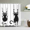 Cute Puppy Cat Cartoon Shower Curtain Waterproof Polyester Fabric With Hooks Washable Bathroom Decor Partition