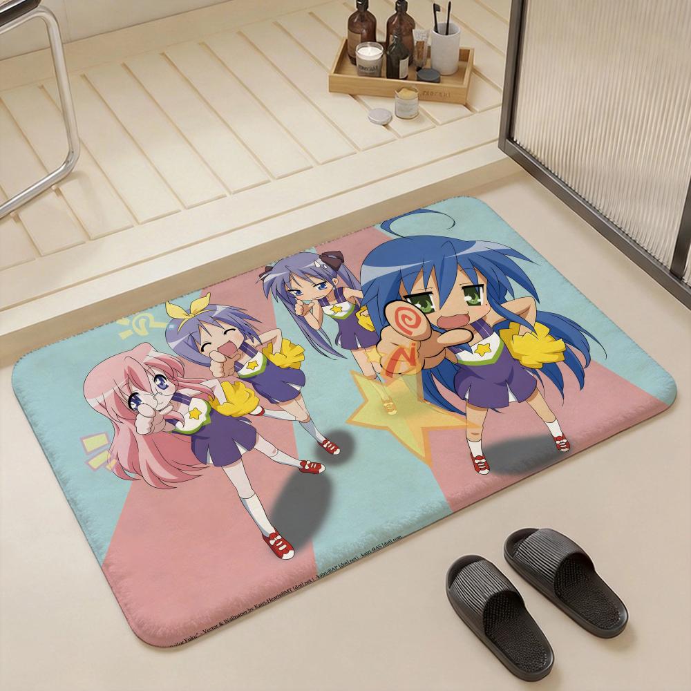 Anime L Lucky Star Floor Mat Eco Flannel Doormat Non Slip Odorless Indoor Floor Rug Soft Short Plush Home Mat