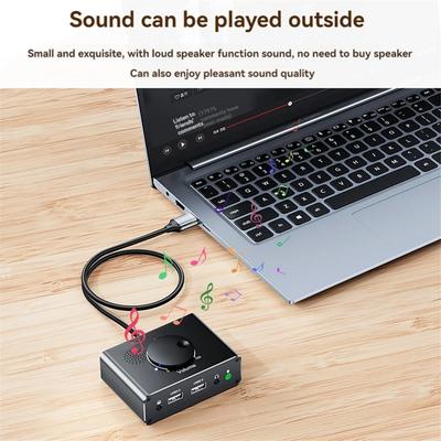 USB External Sound Card 3 Ports USB 2.0 To 3.5mm Sound Card with Volume Control Driver-Free Volume Adjustable Sound Card