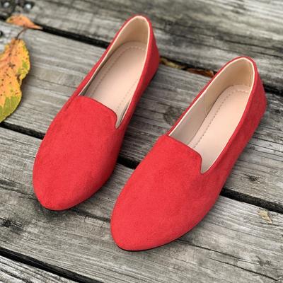 Zapatos planos de moda para mujer Otoño Nuevo Punta redonda Boca poco profunda Ante Suela blanda Antideslizante Resistente al desgaste Zapatos individuales