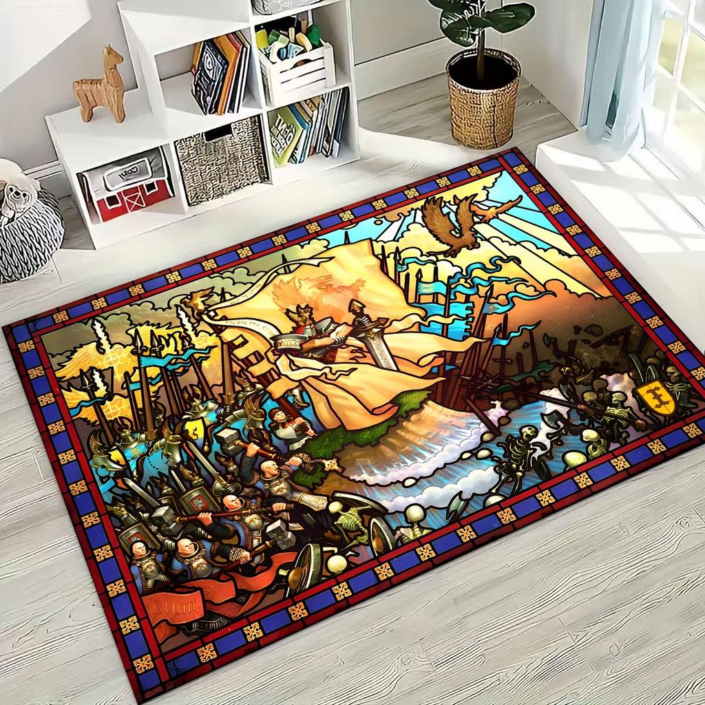 Retro Heroes of Might and Magic Map Games Art Rug for Bedroom Living Room Sofa Home Doormat Decor,Large Kids Non-slip Floor Mat