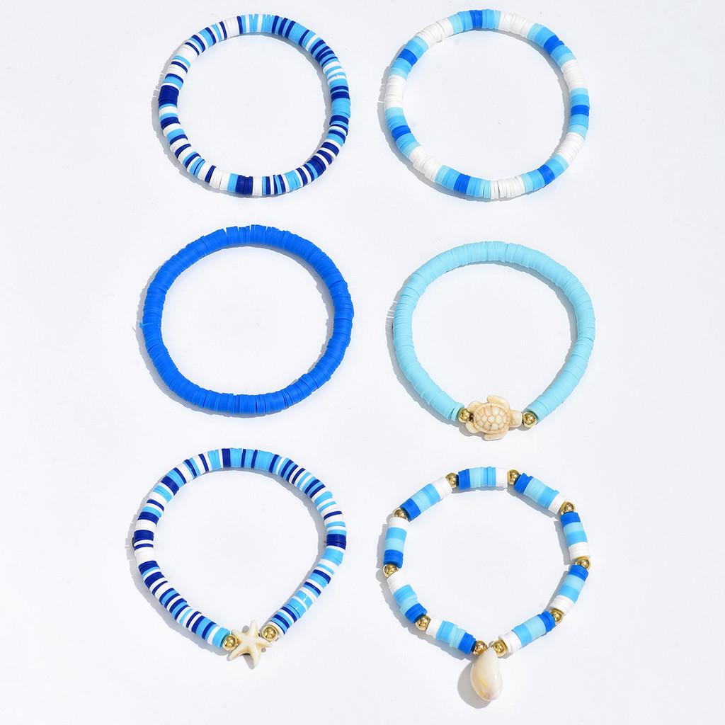 Bohemian Ocean Style Handmade Soft Clay Bracelet With Shell Beads For Summer Travel Gift