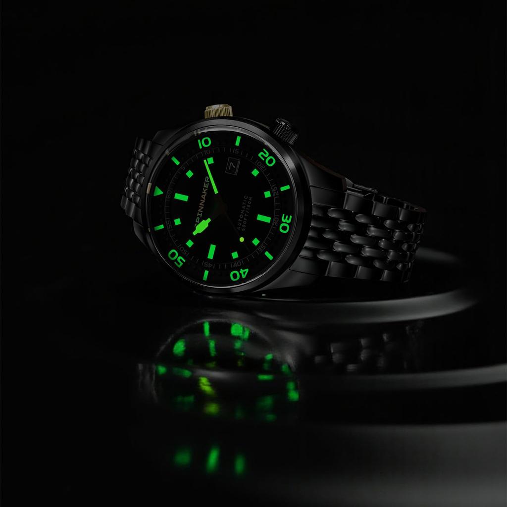 Bradner Black and Gold Collection 18 ATM Water Sapphire Black [SPINNAKER] Watch, Automatic, Resistant, Crystal, Dial, SP-5062-44, Men's [Authentic]