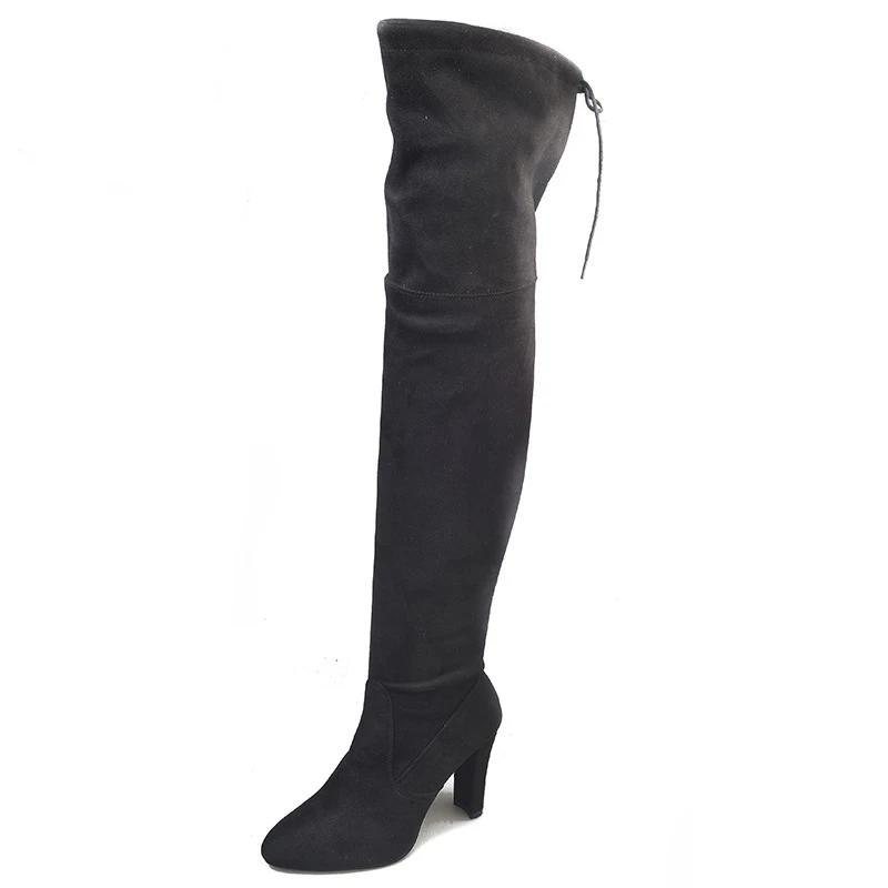Botas Mujer Invierno In Over The Knee Women Boots Stretch Fabrics High Heel Slip On Shoes Pointed Toe Long Botte Femme
