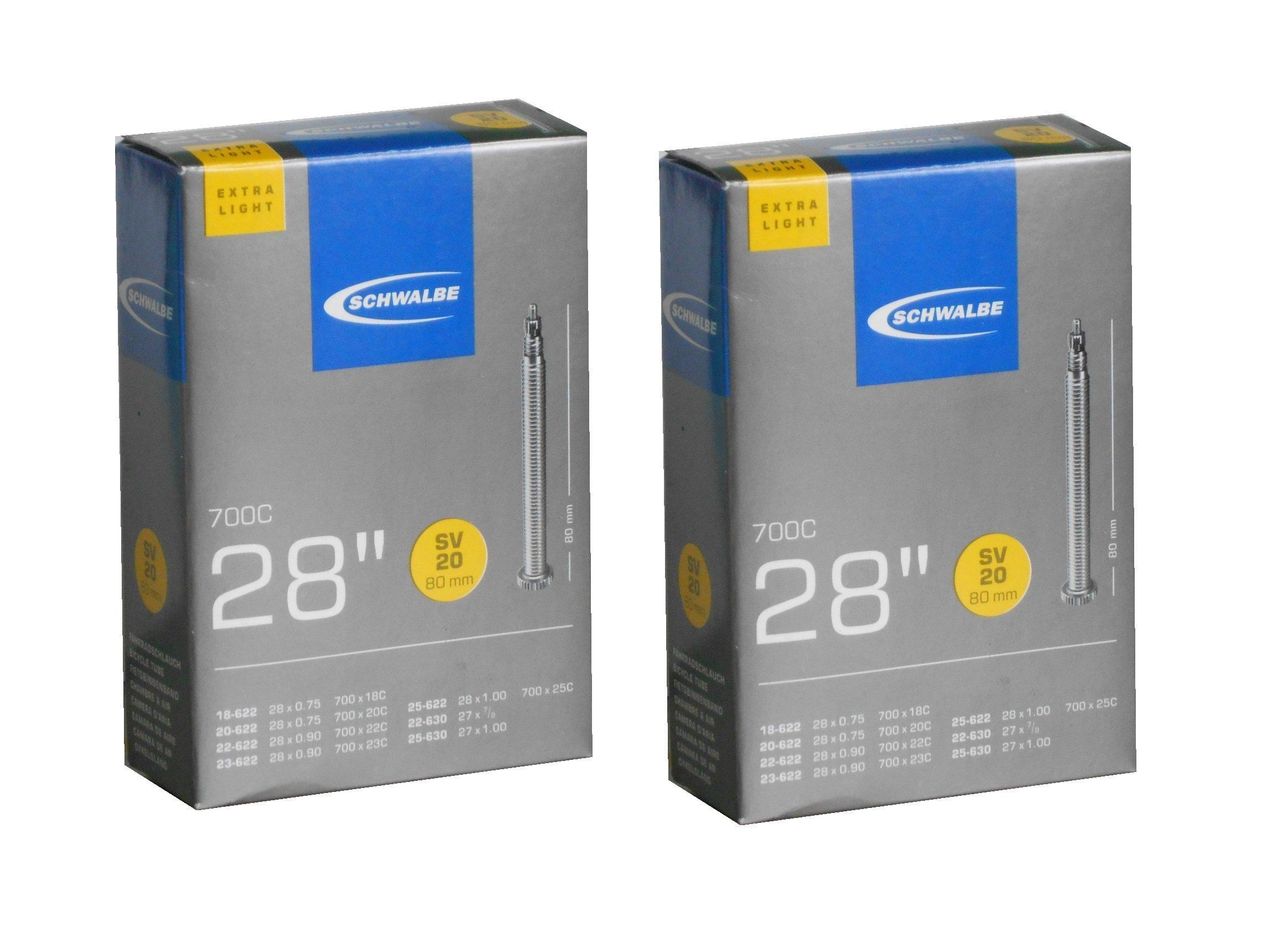 

Set of 2 SCHWALBE 700x18/25C Lightweight Presta 80mm Long Valve Tubes, 20SV-XXL [Parallel Import]