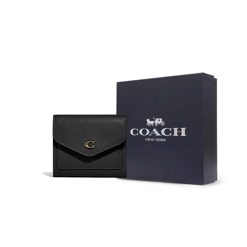 Coach Wyn 11 Mode Unifarbene Lässige Leder Umschlag Clutch Geldbörse Damen Clutch Schwarz C2328-LIBLK