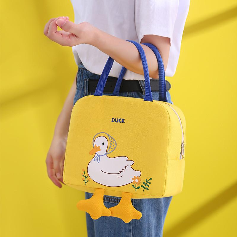Fashionable Yellow Duck Bento Bag Polyester Cartoon Fun Lunch Bag For Students And Office Workers