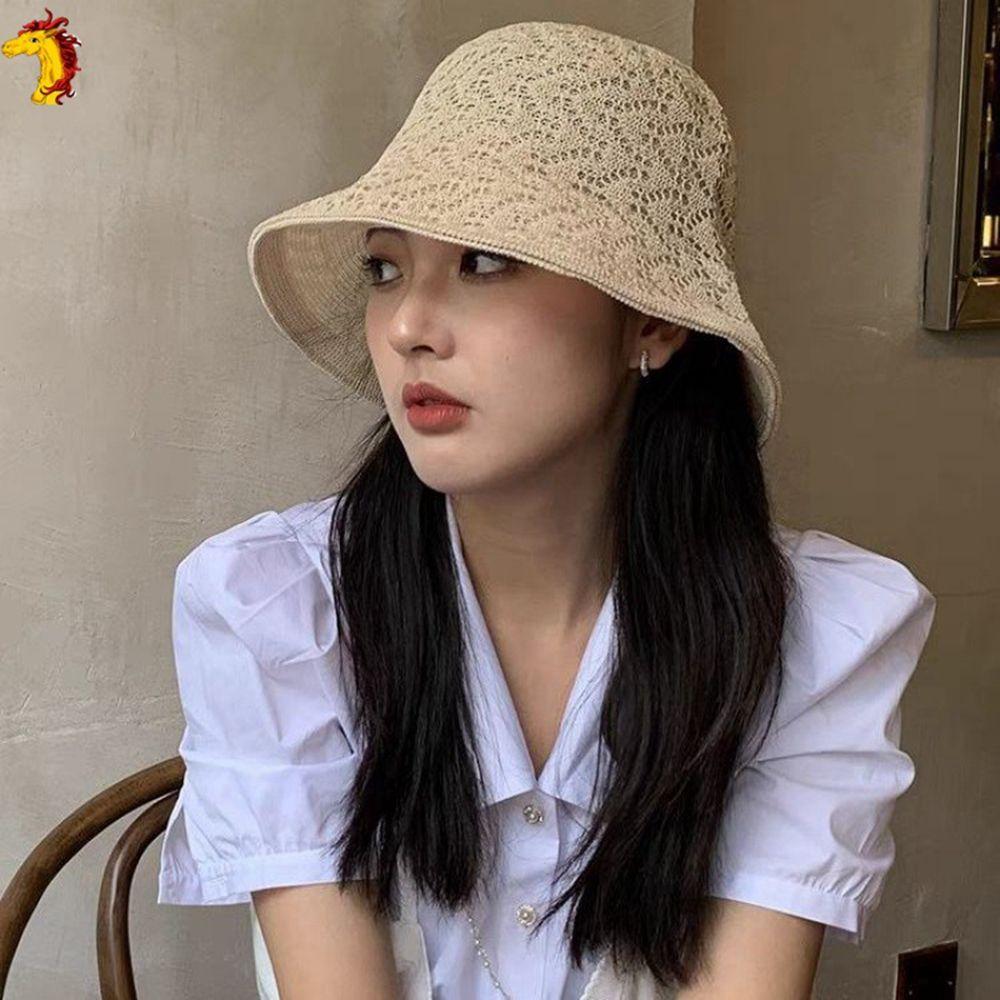 Knitted Hat Spring Basin Pure Color Caps Linen Bucket Hat Korean Style Caps Female Hats Sun Hat