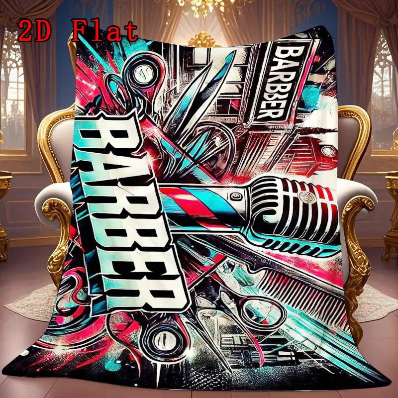 Barber shop 2D Flat Pattern Flannel Blanket High quality All Seasons Warmth and Comfort Perfect for Christmas Gifts.MMT0918407