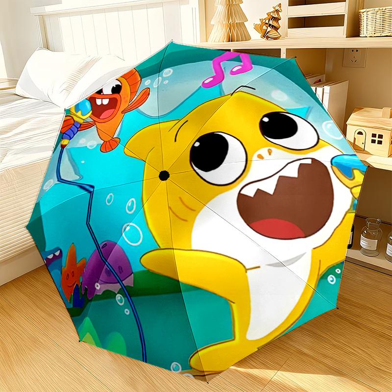 Cartoon Shark Dance Party Umbrella 8-Frame for Travel, camping, Casual Lightweight Portable Umbrella, Essential for every family Holidays Gift