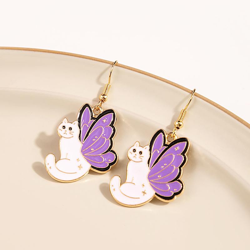 Trendy Cute Animal Drop Dangle Earrings For Women Girls Cat Rabbit Koi Dragon Colorful Enamel Golor Color Earrings Pendientes