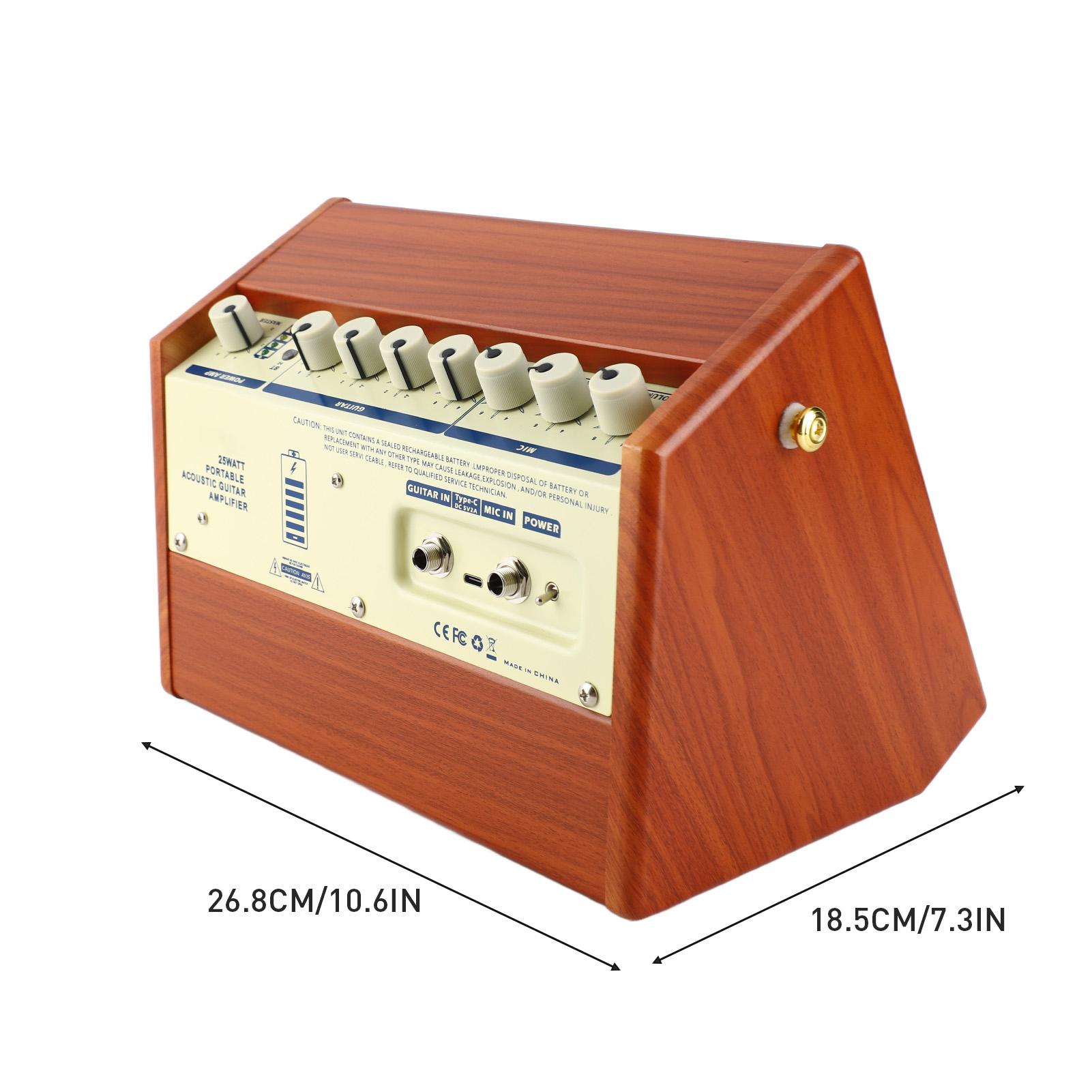 

25 Вт Портативный усилитель для акустической гитары Перезаряжаемый усилитель Беспроводной BT-динамик Независимая реверберация Громкость Тон Низкие частоты Высокие частоты