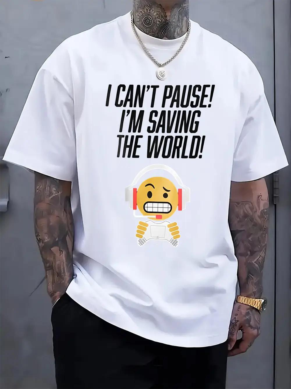 Round Neck Short Sleeve T-shirt with Cartoon Print XXXXL