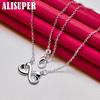 925 Sterling Silver Double Heart Pendant Necklace 18 Inch Jewelry