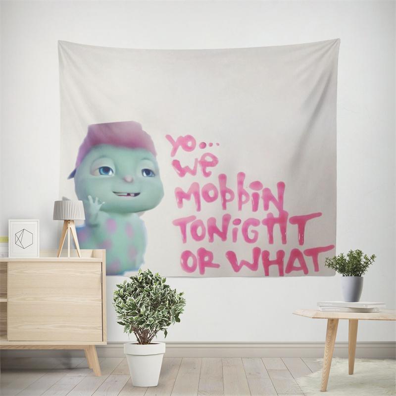 

Aertemisi Bibble Yo We Mobbin Tonight or What Funny Meme Tapestry Wall Hanging Art for Bedroom Living Room Decor Party Backdrop 74x94cm(29x37in)