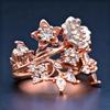 Huitan Aesthetic Two Tone Flowers Rings for Women Wedding Party Romantic Floral Design Female Ring Gift Creative Trendy