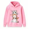 Kids Boys Girls Hoodie Cute Stacked Kitten Pattern Pullover Sweatshirt Casual Soft Long Sleeve Top for Children Daily Wear School Outdoor Activities
