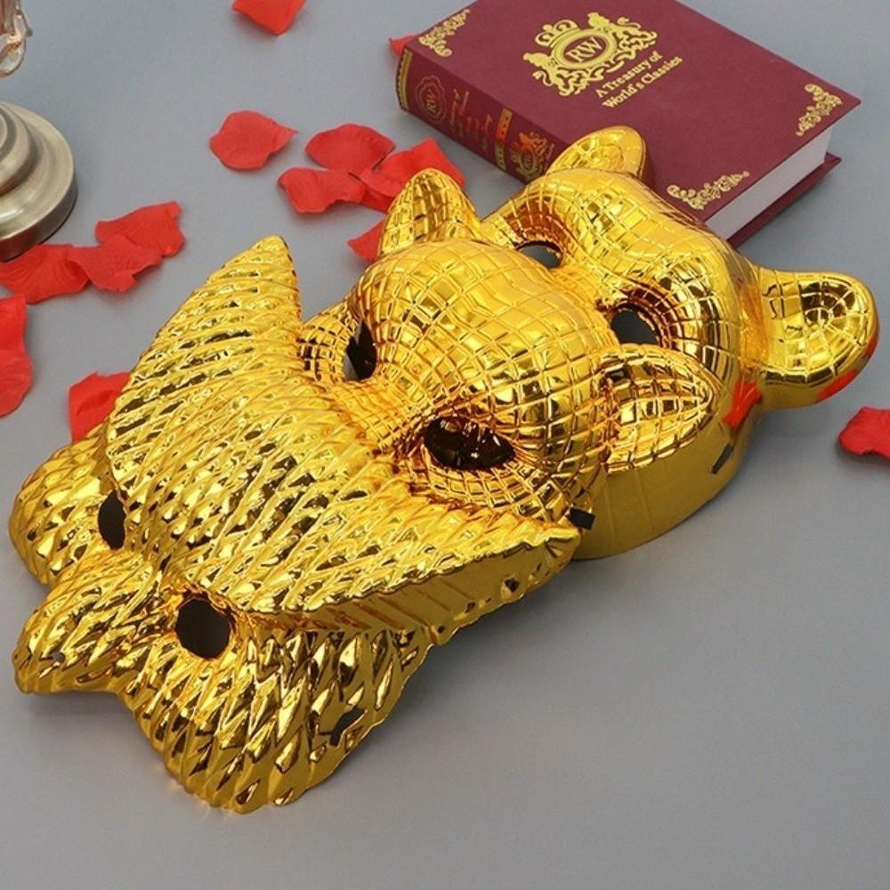 Golden Full Face Mask Plastic Animal Mask Creative Halloween Masks  Festival