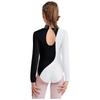 Girls Metallic Gymnastics Bodysuit Long Sleeve Rhinestone Color Block Leotard Competition Dancewear