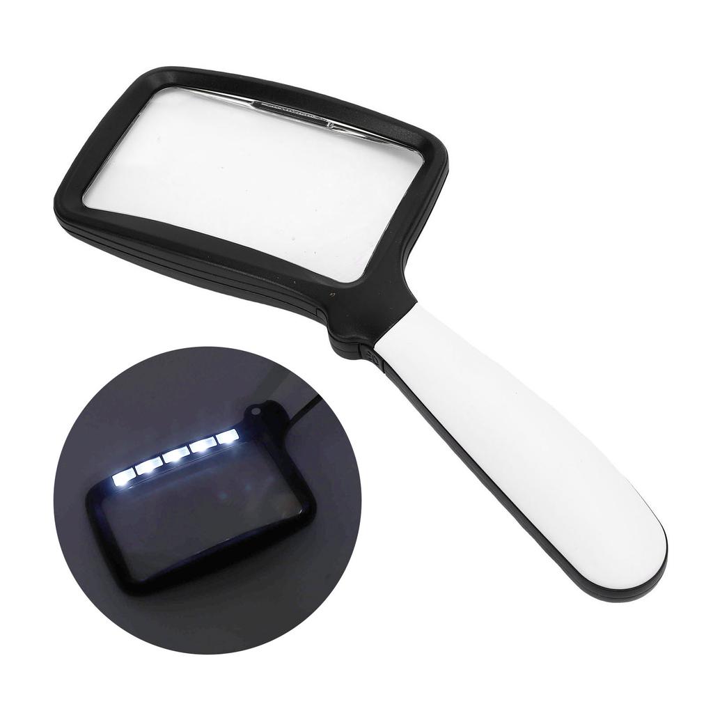 3X Magnifying Glass with LED Light Foldable Rectangle Handheld Magnifier for Reading Book Newspaper 