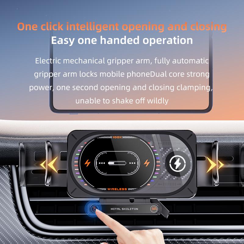 Car Foldable Phone Holder Vent Wireless Charging Car Universal Phone Mount for Samsung Xiaomi Z Fold Electric Rotation Charger