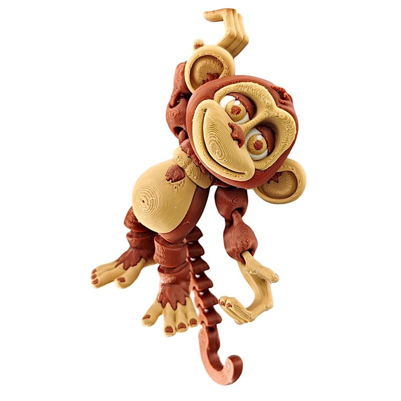 

Multi-color 3D Printed Animal Set for Your Desk Monkey Banana Combo Tabletop Monkey Multi-joint Tabletop коричневый