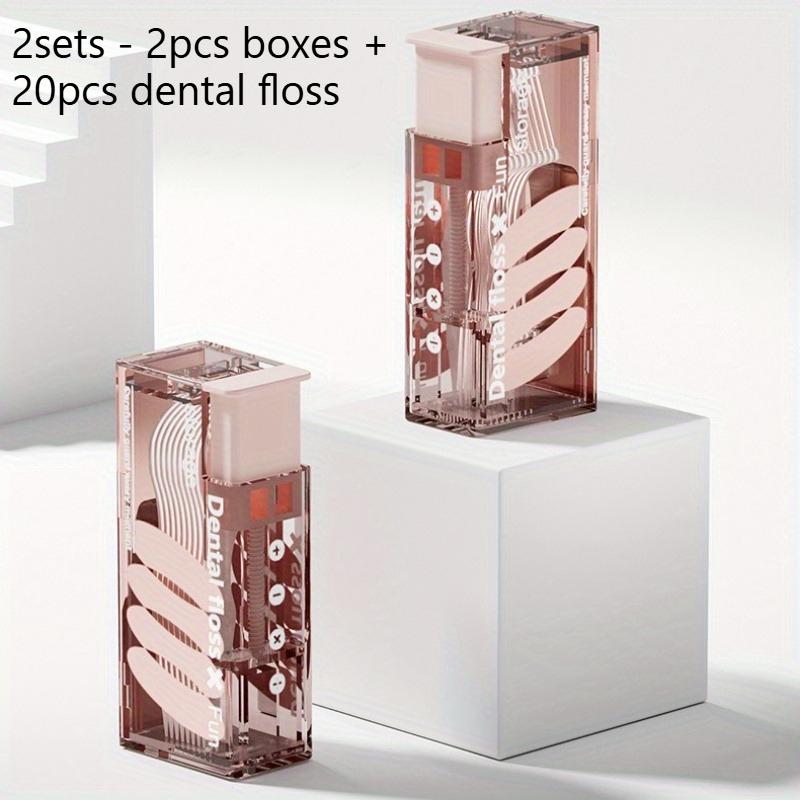 Mini Floss Storage Box, Pop-Up Dental Floss Dispenser with 10 Floss, Portable Toothpick Box, Interdental Floss Stick Storage Box