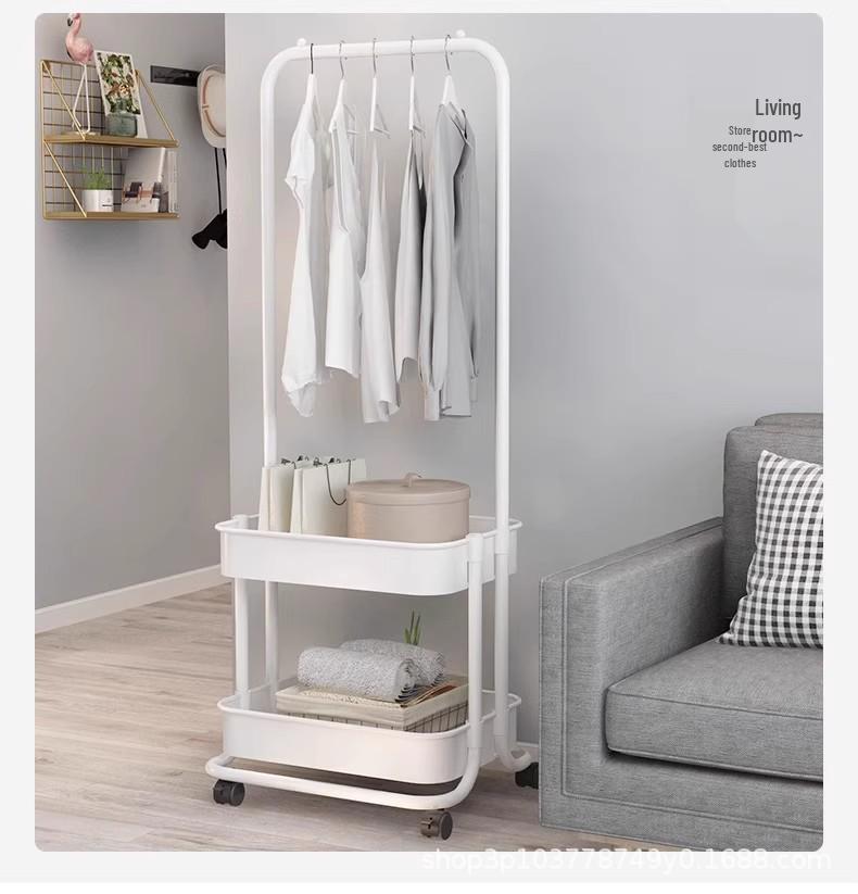 Stand-Kleiderständer auf Rollen für Schlafzimmer oder Wohnung - Kompakte Aufbewahrung für Mäntel und Übernachtungsgarderobe.