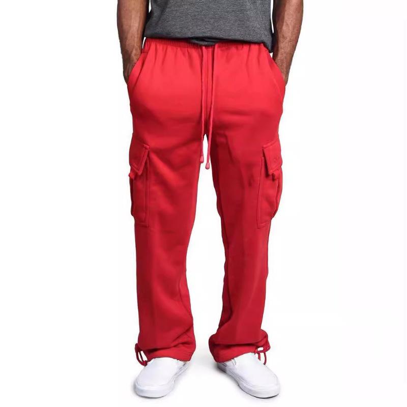 Spring Men's Multi-pocket Overalls Loose Casual Drawstring Trousers