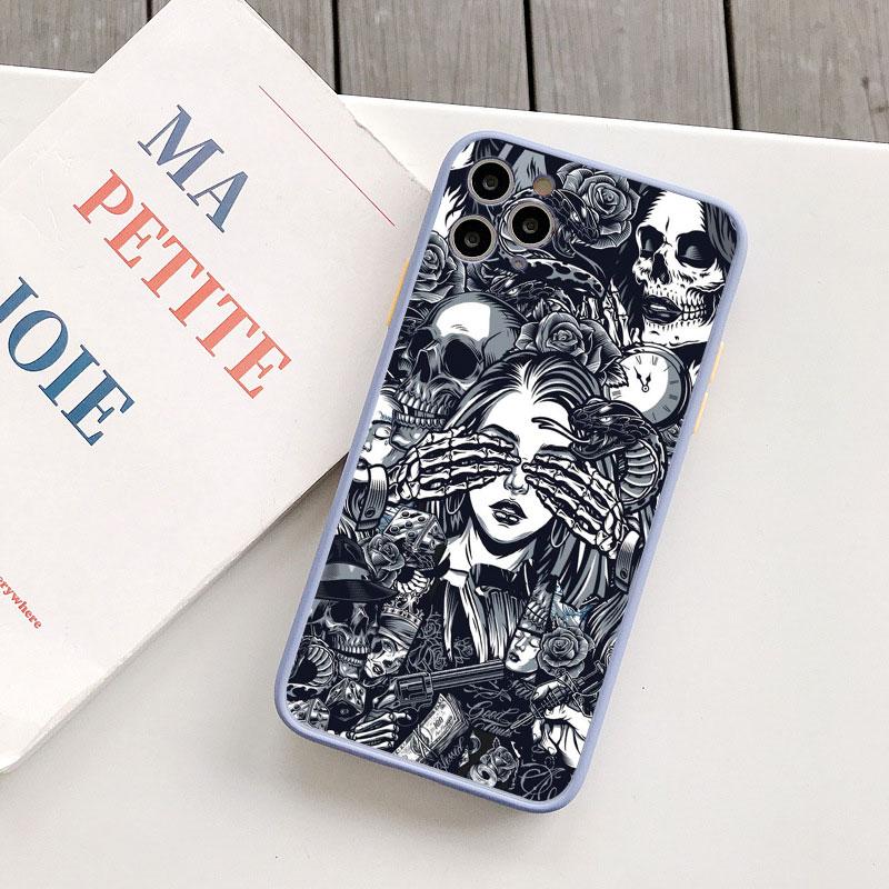 Fashin Skeleton Skull Phone Case For iPhone 16 15 12 13 Mini 11 14 Plus Pro MAX 7 8 Plus SE 2020 XR X XS Shockproof Back Cover