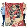 Vintage Santa Claus with Gift Sack Merry Christmas Blanket Retro Snow Soft Cozy Throw Blanket for Couch Bed Perfect Holiday Gift