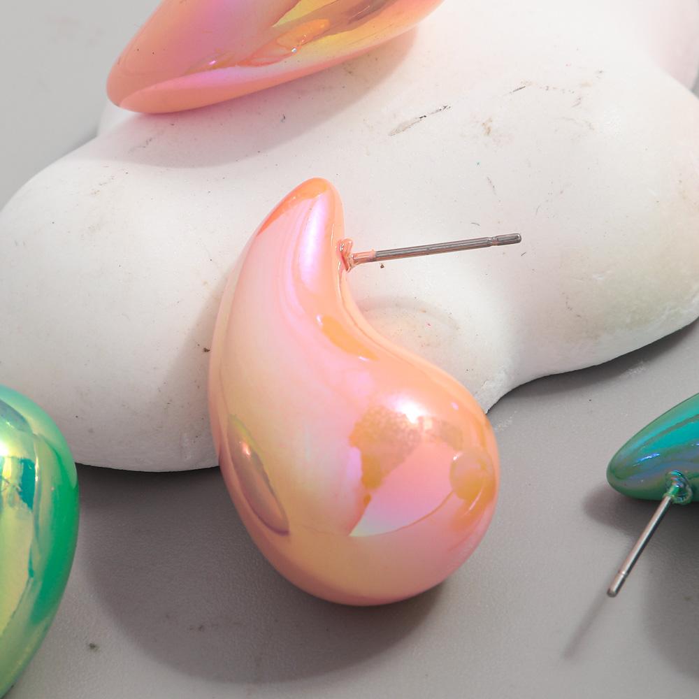 New AB Colorful Chunky Teardrop Earrings Dupes for Women Smooth Hollow Thick Water Drop Earring Hoops Trendy Jewelry Lightweight
