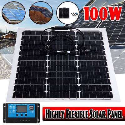 12 V 100 W flexibles Solarpanel-Set, komplett, 10 A Lithium-Solarladeregler, Solarzelle, USB-Solarbatterieladegerät, Solarplatte
