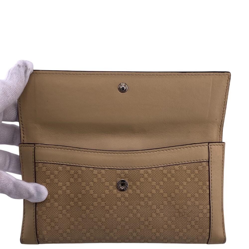 Gucci 231839 W Hook Wallet  Diamante Leather Purse Beige Leather Women Used
