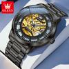 OLEVS 6728 Luxury Wristwatches For Man Luminous Skeleton Stainless Steel Strap Men's Sport Automatic Mechanical Men's Watches