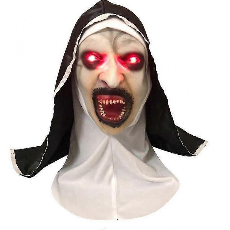 Halloween Mask Scary Nun Mask with Glowing Eye Halloween Headwear