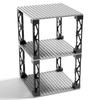 INIBUD Classic Compatible Foundation Block Plate, 16x16 Studs, Double-Sided, Set of 3 Boards and 8 Posts (Light Gray)