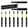 9Pieces Magnetic Tip Long Hex Head Allen Wrenches Drill Bit Set H 1.5 to H10 Impact Screwdriver Bit with 1/4Inch Shank