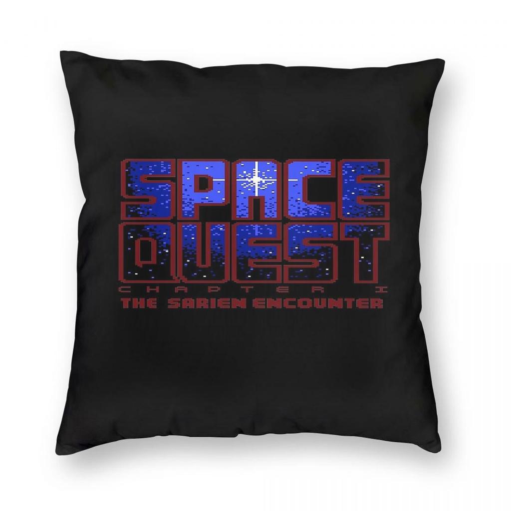 Space Quest Pixel Dos Spiel Quadratische Kissenhülle Polyester Leinen Samt Bedruckt Reißverschluss Dekorative Auto-Kissenbezug