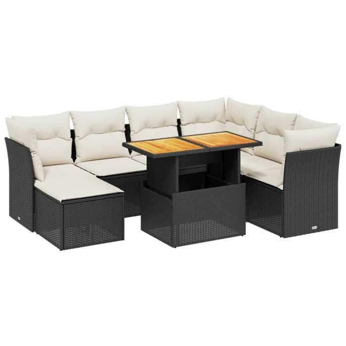 VidaXL Salon de Jardin avec Coussins 8 pcs, Canapés de Terrasse, Ensemble de Meubles de Patio, Mobilier d'Extérieur, Noir 3275492