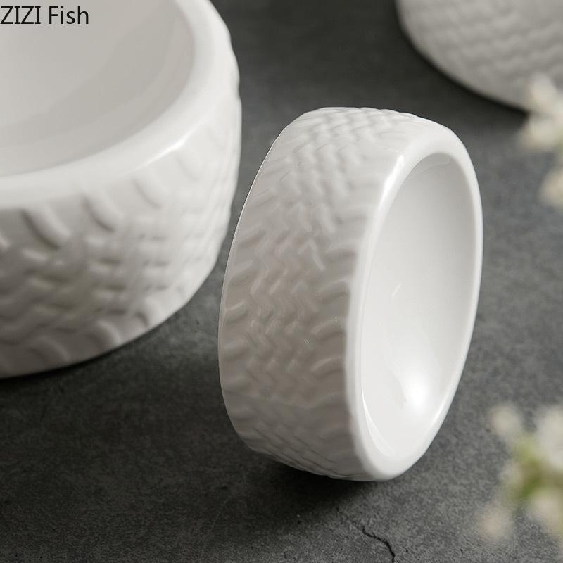 Creative Wheel Plate Ceramic Steak Plate Restaurant Specialty Cuisine Cooking Dishes Modern Home Breakfast Pasta Plate Cutlery