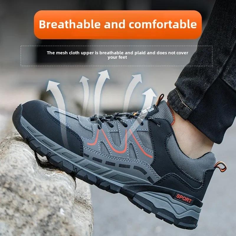 Men's Safety Shoes Steel Toe Isolation Male Sneaker Lightweight Working Shoes Protection Anti Smashing Anti Piercing Safety Shoe