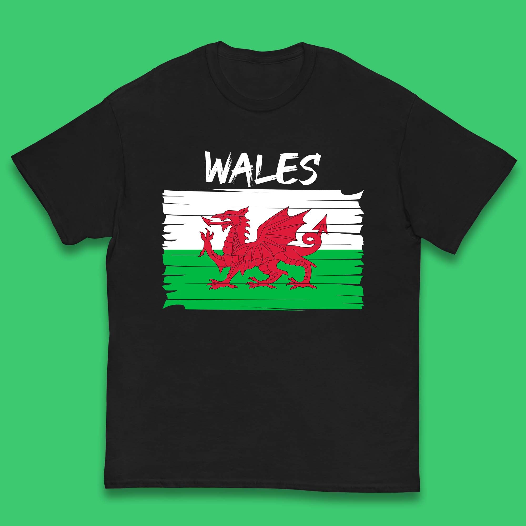 Welsh Dragon Flag Of Wales Saint Welsh Sant Dewi St. David s Day Dragon Flag Kids T Shirt 120