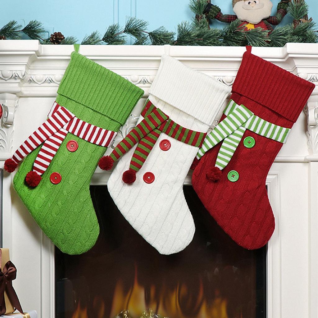 Christmas Knitted Scarf Socks Gift Bag Large Socks Decoration Gift Bag Christmas Tree Pendant Holiday Decoration Socks Gift Bag, 1pc