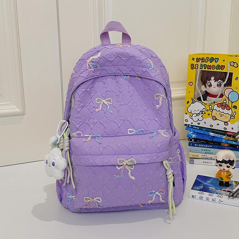 Bowknot Backpack Print With Comfortable Shoulder Straps For School Outings And
