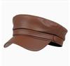 Vintage Newsboy Cap Classic Baker Boy Hat Faux Leather Eight Panel Cabbie Hat Adjustable Fit for Men and Women
