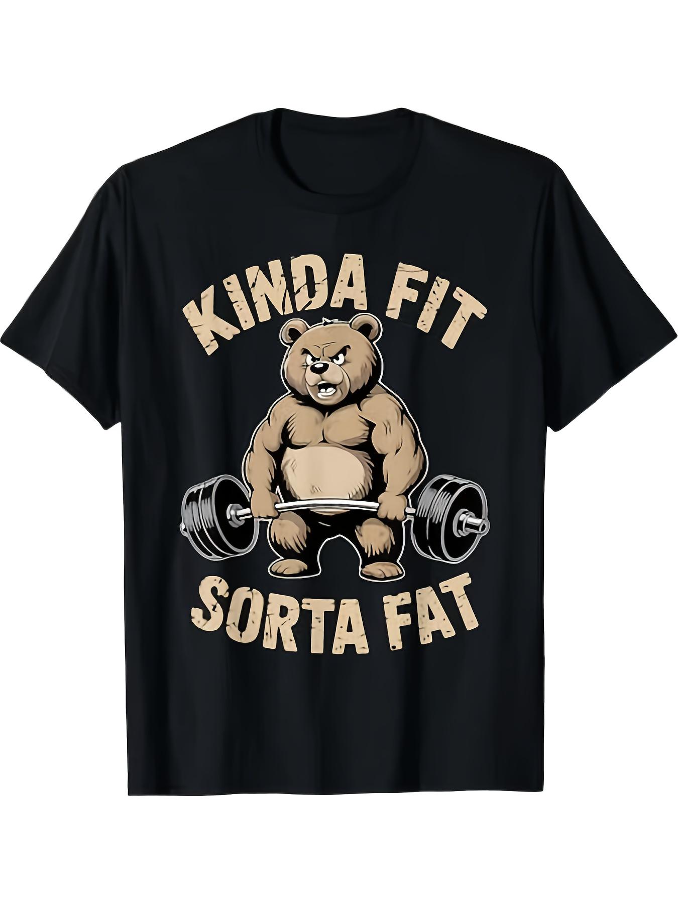 Funny Gym Bear Weightlifting Workout T-Shirt 2D Print T-shirt Men s Fashion Short-Sleeve T-Shirt Black Crew Neck 100% Cotton S