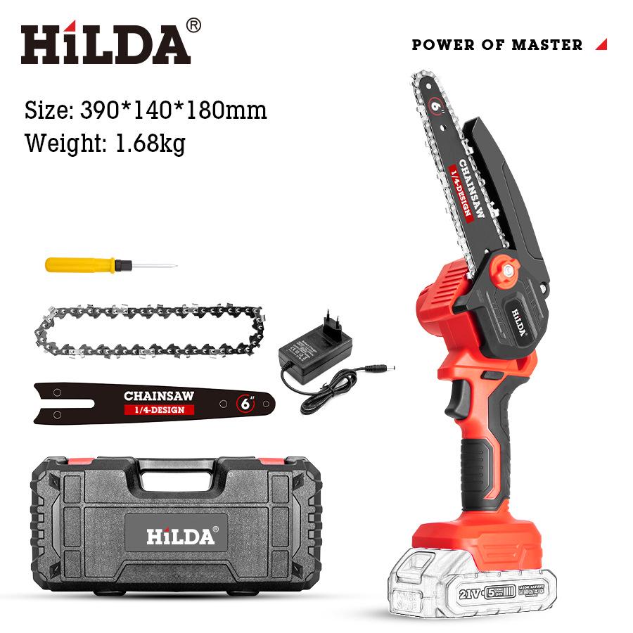 

HILDA 4-дюймовая беспроводная мини электрическая цепная пила для деревообработки и садоводства