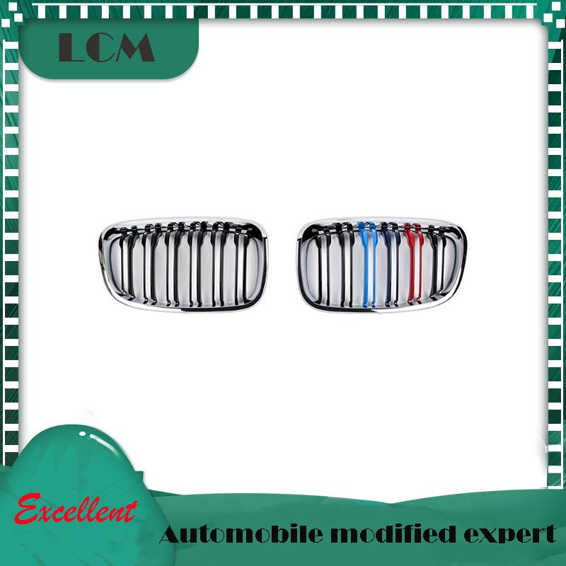 2012-2014 För BMW 1-serie F20 Grill Dubbla Ribbor Blank Svart/Matt Svart/Svart+Krom ABS Främre Njuregrill