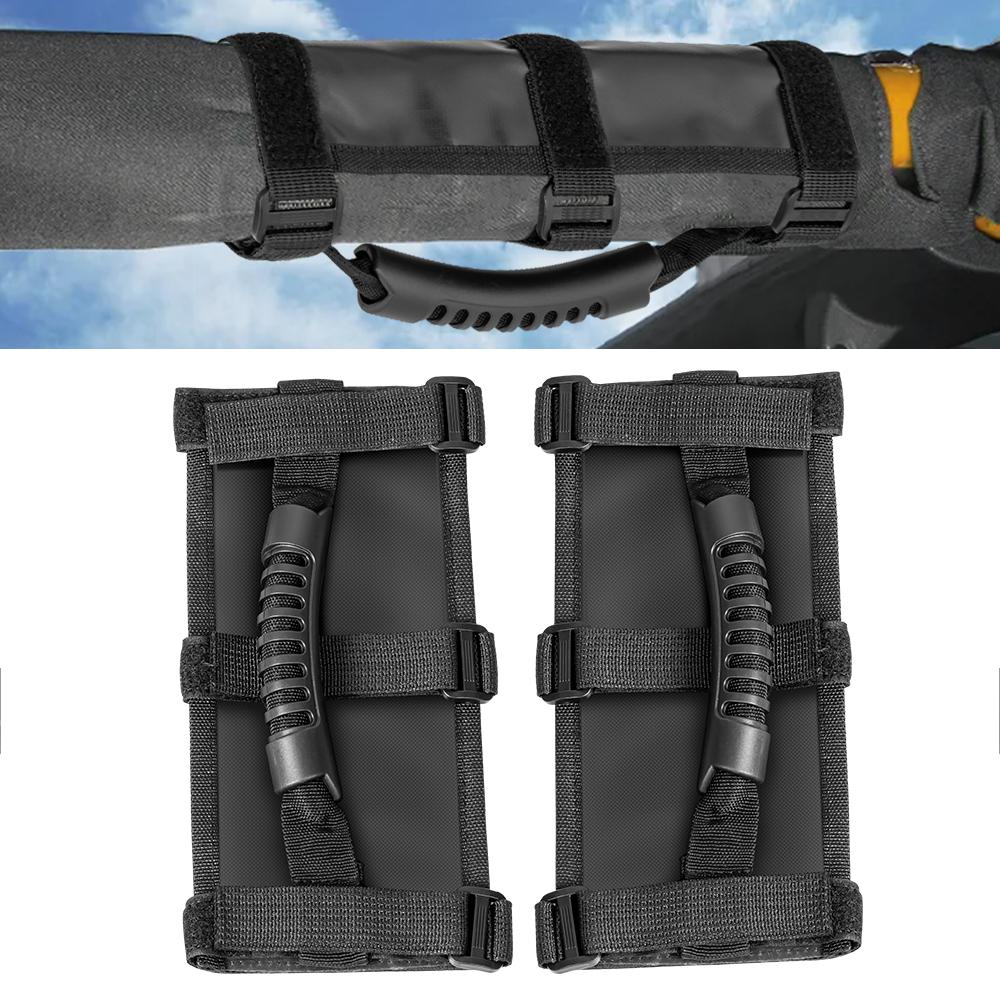 2x Roll Bar Grab Handles Grip Straps Handle for Wrangler JK JKU JL JLU YJ CJ TJ RZR ATV UTV Off road Accessories